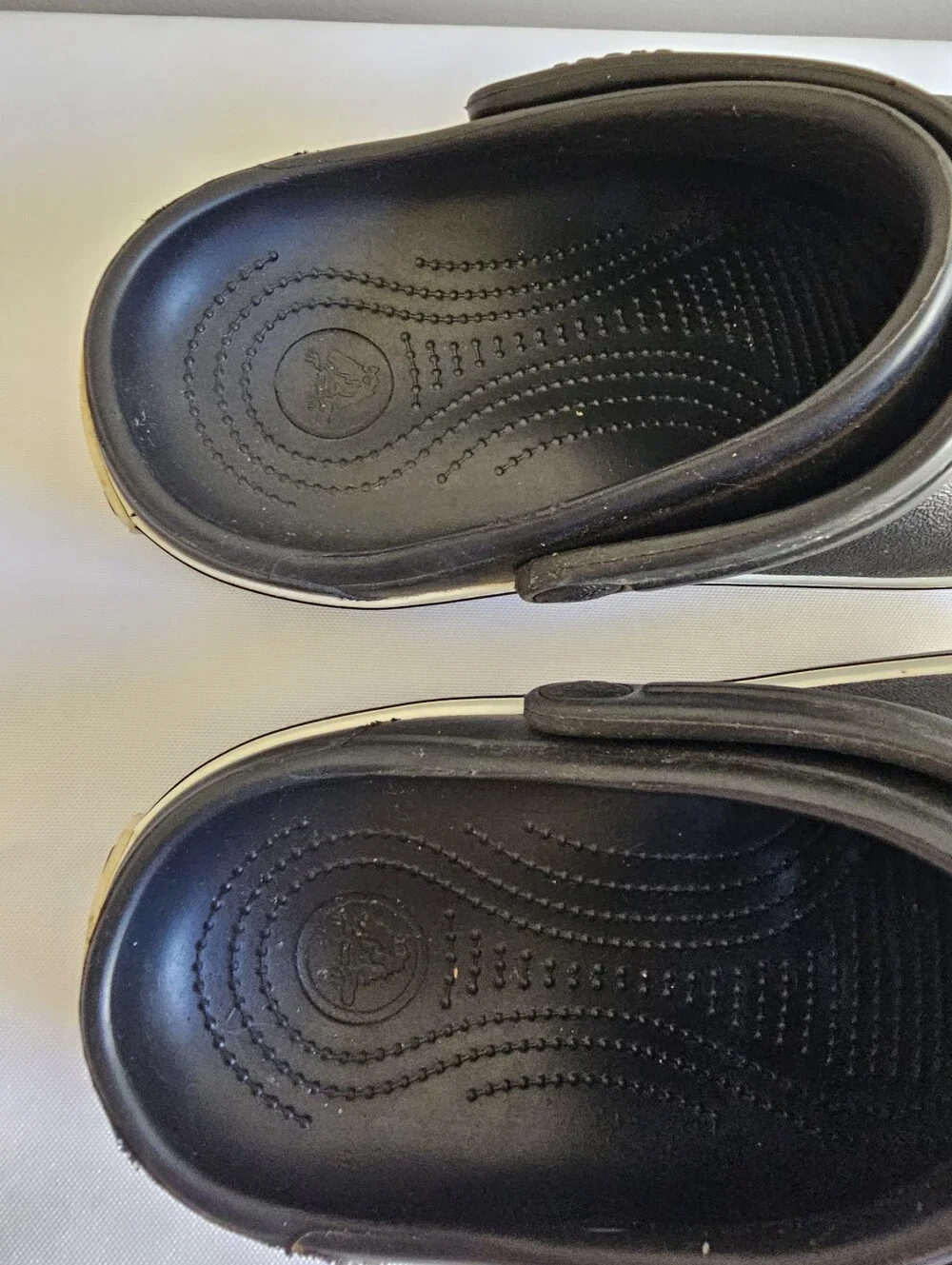 CROCS Kids Black Clogs with White Stripe
